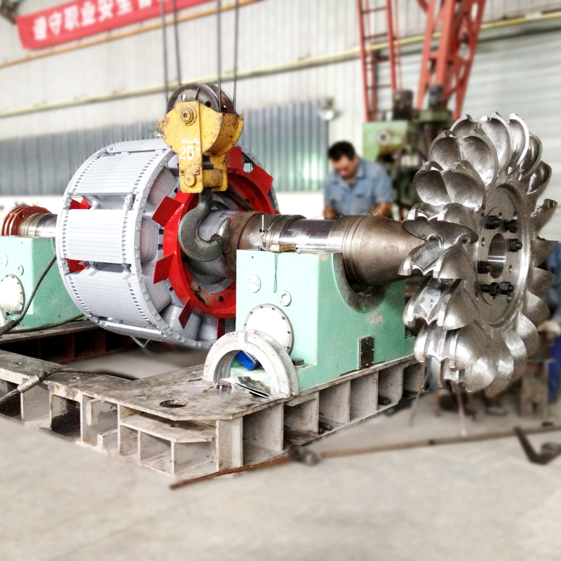 6-10kV tegangan nominal Pelton roda turbin generator dengan besi cor / stainless steel konstruksi