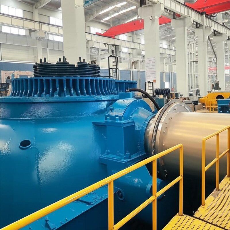 Sistem Kontrol Manual atau Otomatis Vertikal Kaplan Hydro Turbine Generator dengan Diameter Runner 1-10 Meter
